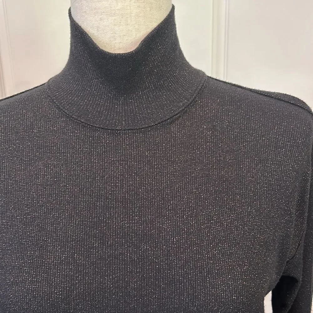 Anthropologie Vanessa Virginia, black/gold, metallic turtleneck sweater XS - Picture 6 of 11